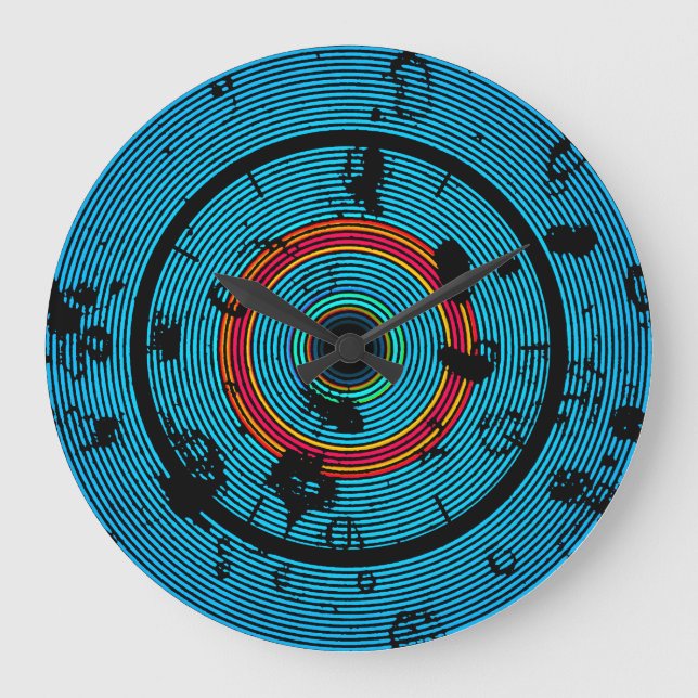 Grande Horloge Ronde Circulaire Blue Abstract (Recto)