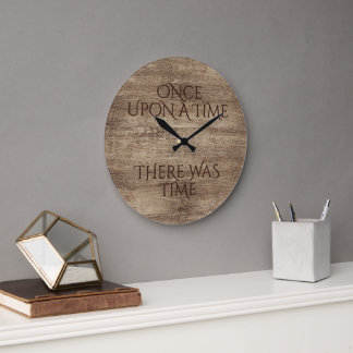 Grande Horloge Ronde Citation De Temps Sur Le Motif De Grain De Bois Ch
