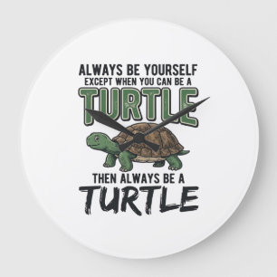 Grande Horloge Ronde Citation de Tortue Drôle Design Vectoriel Vintage_
