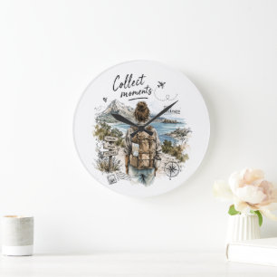 Grande Horloge Ronde Citation de voyage : Collectionnez les moments et
