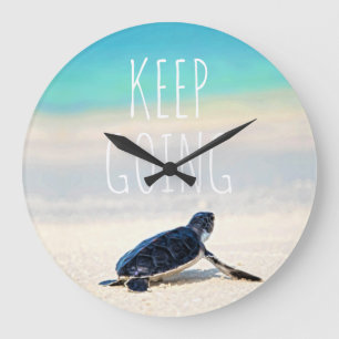 Grande Horloge Ronde Citation Motivante Continuez Plage de Tortues