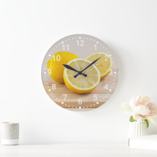 Grande Horloge Ronde Citron jaune Citrus Alimentation Photographie Natu