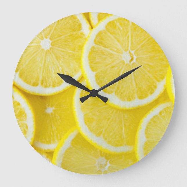 Grande Horloge Ronde Citrons à tranches jaunes (Recto)