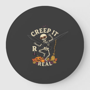 Grande Horloge Ronde Citrouille Balai de squelette dansant Creep It Rea