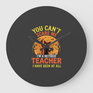 Grande Horloge Ronde Citrouille de Halloween pour enseignant retraité D