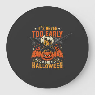 Grande Horloge Ronde Citrouille d'Halloween Jamais Trop Tôt Château Gra