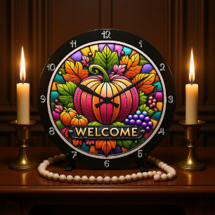 Grande Horloge Ronde Citrouille en verre tendu