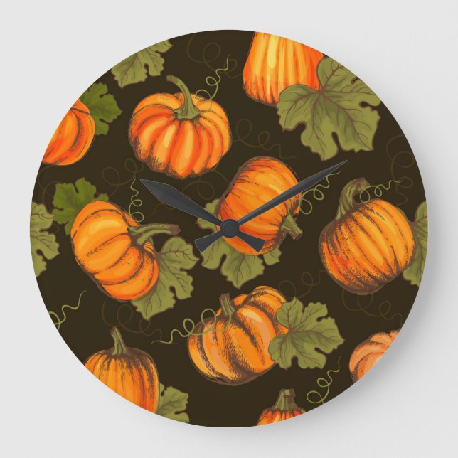 Grande Horloge Ronde Citrouilles biologiques : Ferme à table (Recto)