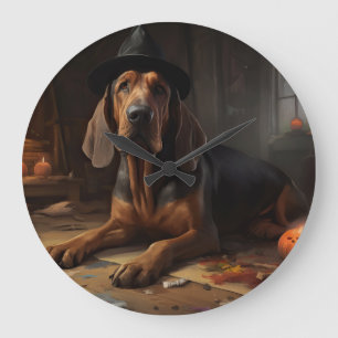 Grande Horloge Ronde Citrouilles de Bloodhound Halloween effrayant