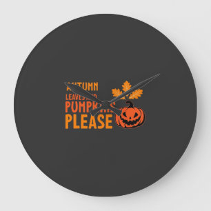 Grande Horloge Ronde Citrouilles de feuilles d'automne S'il vous plaît 