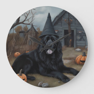 Grande Horloge Ronde Citrouilles d'Halloween effrayantes de Terre-Neuve