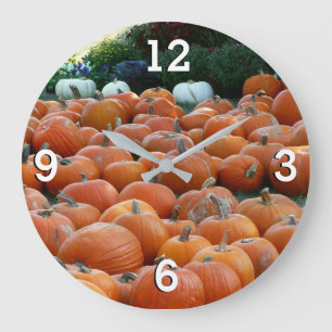 Grande Horloge Ronde Citrouilles et Chrysanthèmes Photographie de la ré