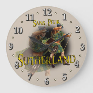 Grande Horloge Ronde Clan écossais Sutherland Tartan