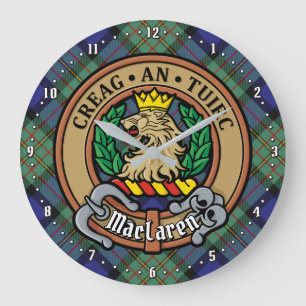 Grande Horloge Ronde Clan MacLaren Crest sur Tartan