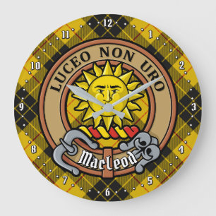 Grande Horloge Ronde Clan MacLeod de Lewis Crest sur Tartan