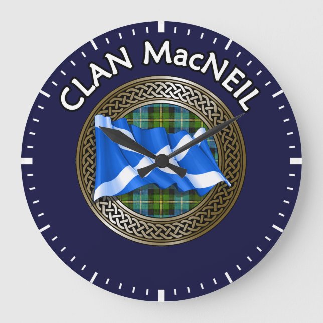Grande Horloge Ronde Clan MacNeil Tartan Knot & Flag (Recto)