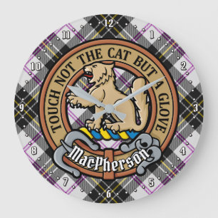 Grande Horloge Ronde Clan MacPherson Crest sur le tatan de robe