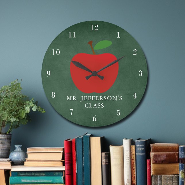 Grande Horloge Ronde Classe de Green Chalkboard (Créateur téléchargé)