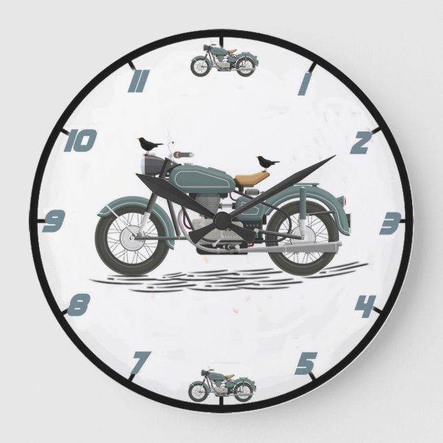 Grande Horloge Ronde Classic Motorcycle Wall Clock (Recto)