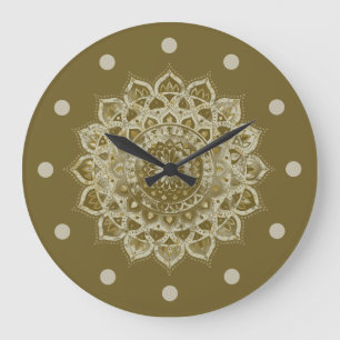 Grande Horloge Ronde Classique Mandala Inde Style 4