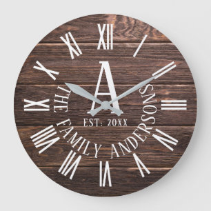 Grande Horloge Ronde Classique wood family name large clock