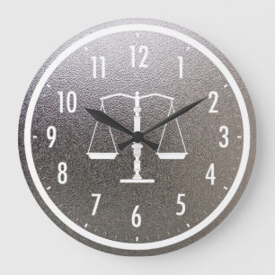 Grande Horloge Ronde Classy Scales of Justice   Graphic Metallic