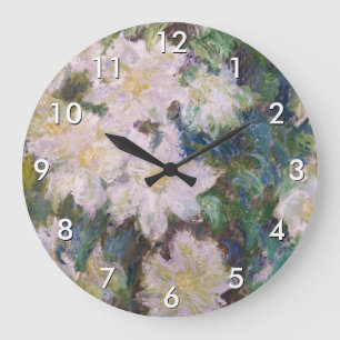 Grande Horloge Ronde Claude Monet - Clématites blanches