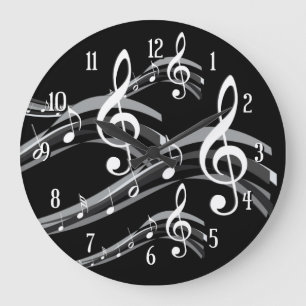 Grande Horloge Ronde Clé noir et blanc en acier