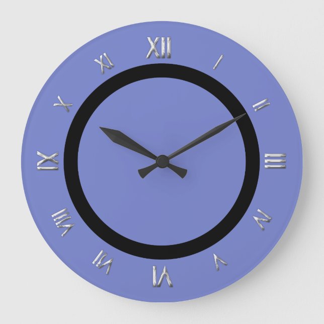 Grande Horloge Ronde Clock bleu de Périwinkle (Recto)