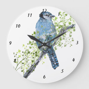 Grande Horloge Ronde Clock bleu jay