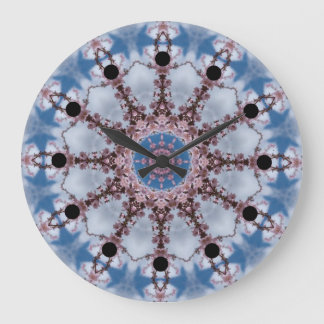 Grande Horloge Ronde Clock bleu kaléidoscope