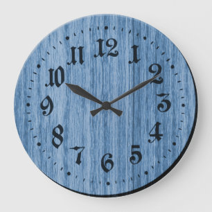 Grande Horloge Ronde Clock Blue Rustic