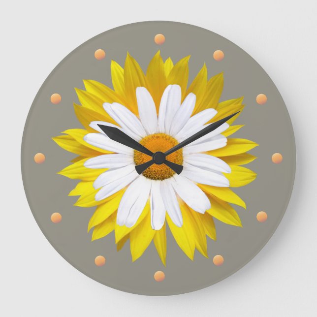 Grande Horloge Ronde Clock Daisy Sunflower (Recto)