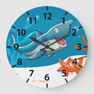 Grande Horloge Ronde Clock de Cute Shark