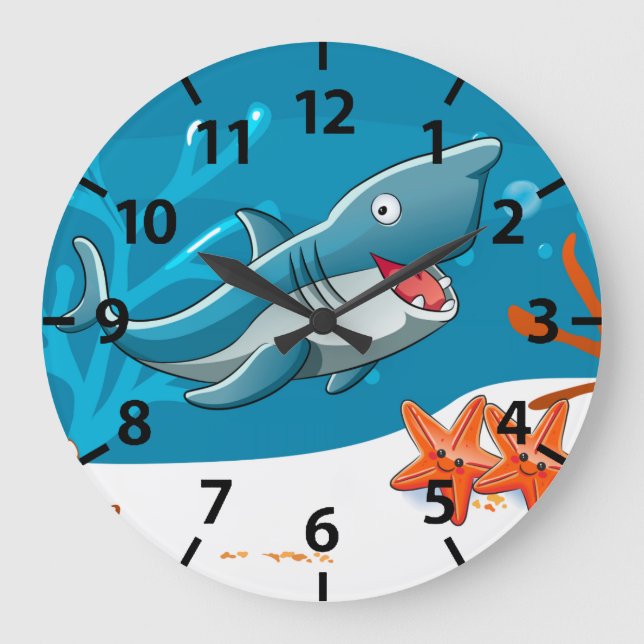 Grande Horloge Ronde Clock de Cute Shark (Recto)
