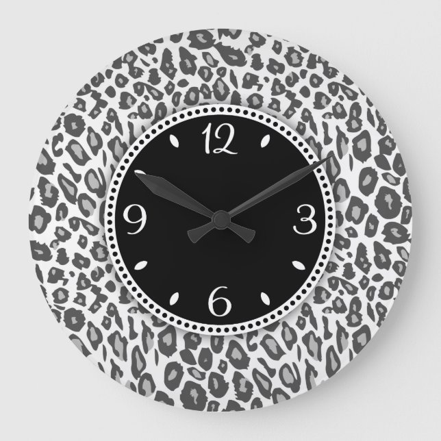 Grande Horloge Ronde Clock de Snow Leopard (Recto)