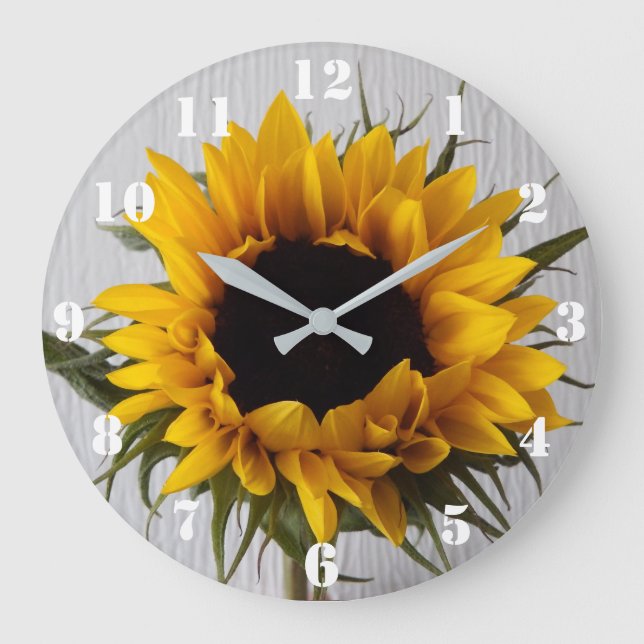 Grande Horloge Ronde Clock de Sunflower (Recto)