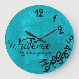Grande Horloge Ronde Clock de Trendy Aqua Blue Whatever