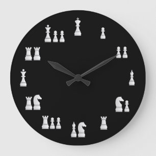 Grande Horloge Ronde Clock de White Chess