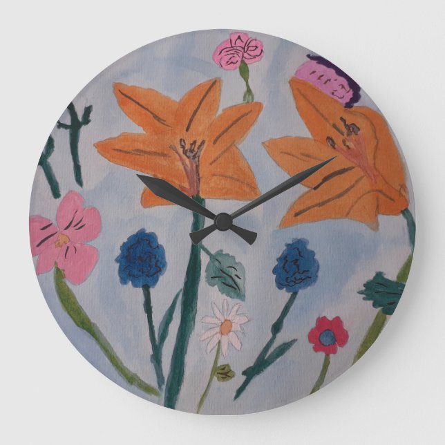 Grande Horloge Ronde Clock d'Orange Lilie (Recto)