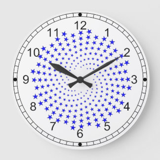Grande Horloge Ronde Clock - Galaxy of Blue Stars