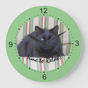 Grande Horloge Ronde Clock - Pet Image Time to Relax