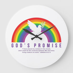 Grande Horloge Ronde Clock Rainbow God's Promise w