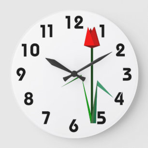 Grande Horloge Ronde Clock Red Tulip