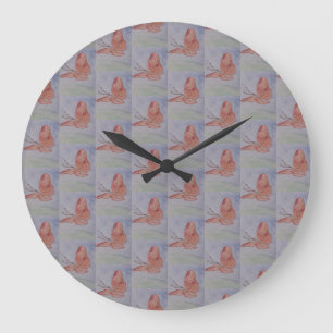 Grande Horloge Ronde Clock rose Butterflies