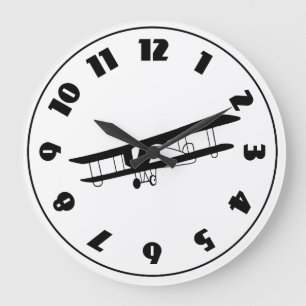 Grande Horloge Ronde Clock Vintage Airplane