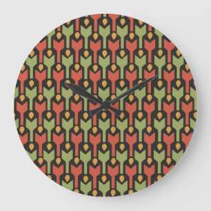 Grande Horloge Ronde Clock Wall Green Black Arrows