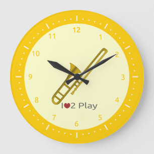 Grande Horloge Ronde Clock with Illustrator of a thrombone