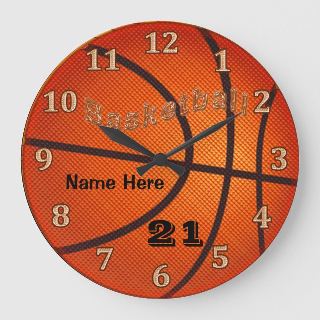 Grande Horloge Ronde Clocks de basket avec nom et Jersey NUMBER (Recto)