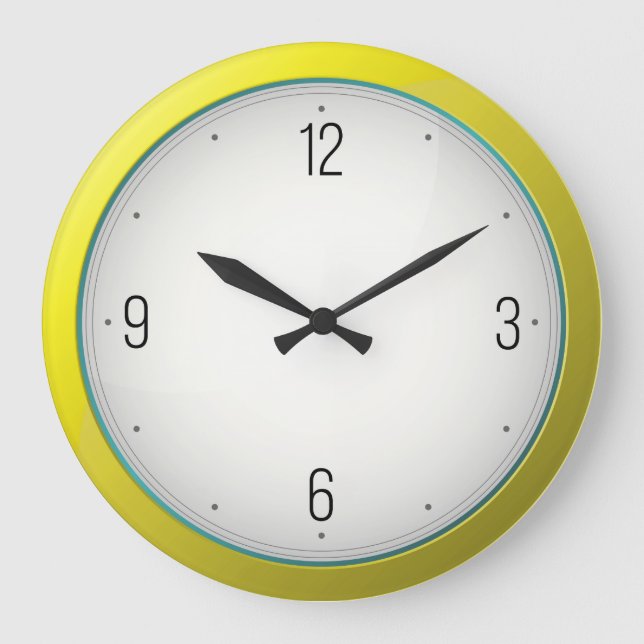 Grande Horloge Ronde Clocks modernes de Yellow (Recto)